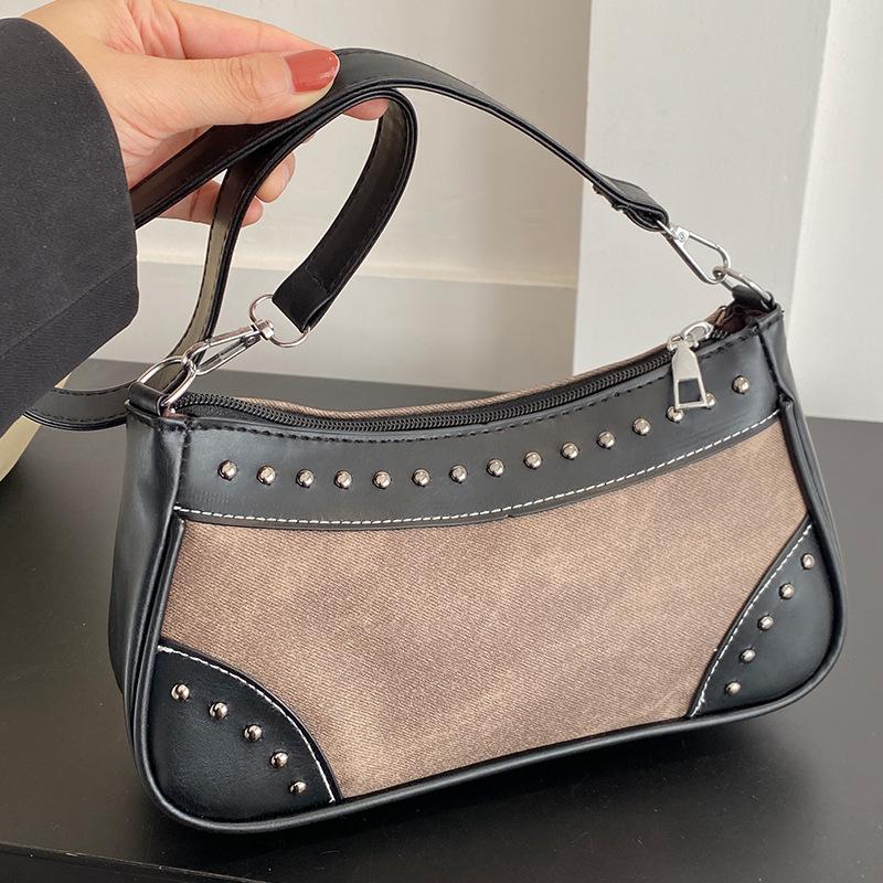 Niche Textured Underarm Bag for Women In Autumn and Winter Fashion High-end Versatile Shoulder Bag Denim Canvas Handbag