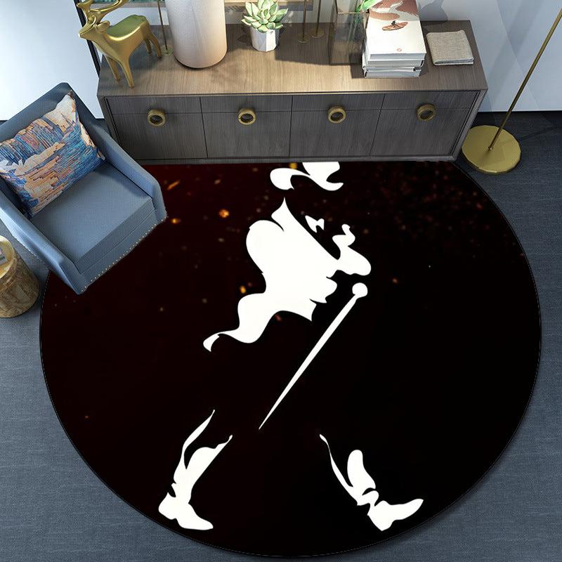 Johnnie Walker Round Rug for Livingroom,Bedroom, Palyroom, Chair Rug, Area Rug, Circle Carpet, Fan Christmas Gift