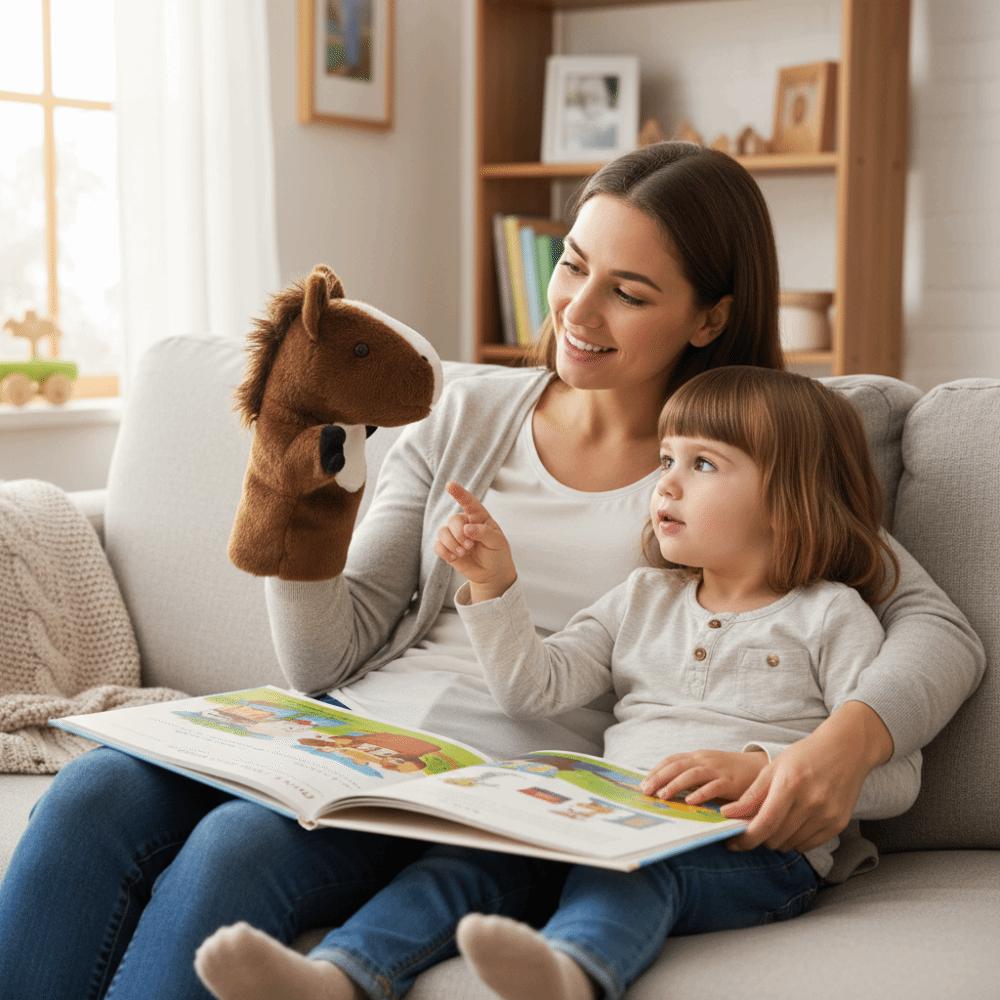 Storytelling Animal Horse Hand Puppet Soft Stuffed Plush Horse Toys  Story Time