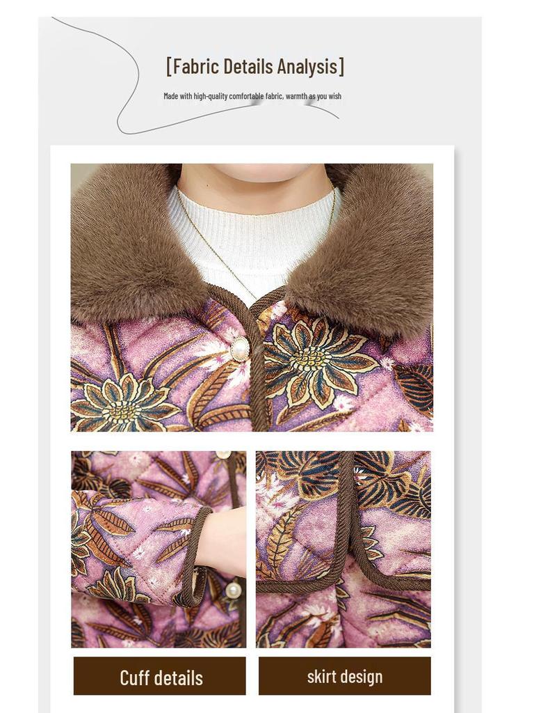 Velvet-Lined Winter Cotton Coat & Pants Set for Moms