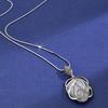 Elegant Korean Style Long Sweater Necklace With Rose Pendant And Platinum Finish
