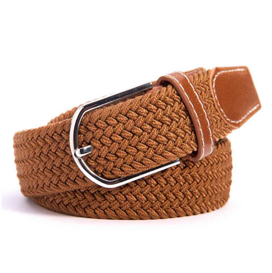 Men Women Colorful Elastic Stretchy Belt Leather End and Silver Metal Buckle Jeans Pant Accessory