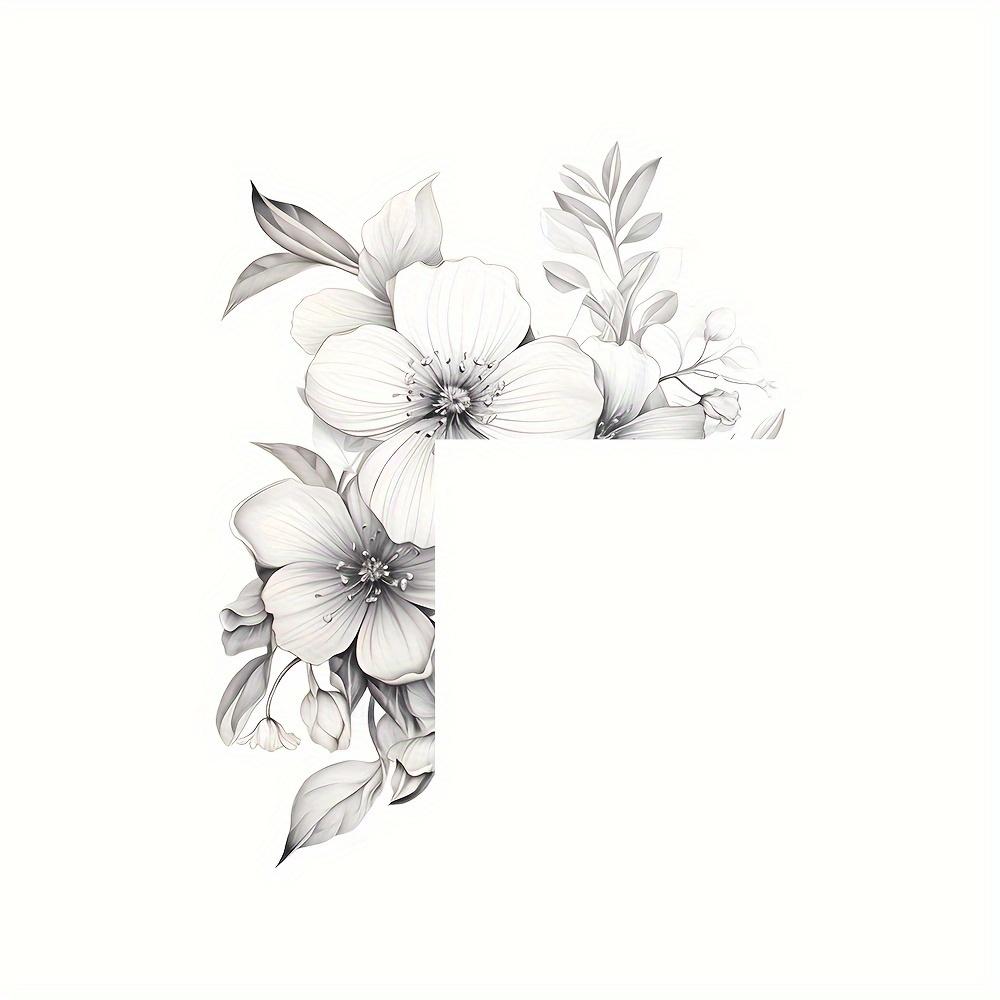 Classic Floral Wall Decal for Light Switch and Outlet, Black and White Flower and Leaf Pattern, Plastic Self-Adhesive Overlay for Home Decor