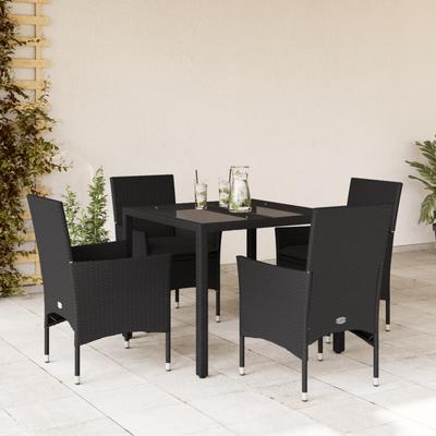 Vidaxl 5-Cz. Garden Furniture Set With Cushions, Black, Poly Rattan