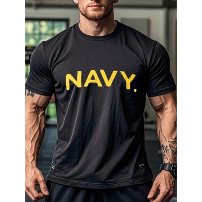 Navy Casual Crew Neck Black T-Shirt For Men | Breathable Fabric, Summer Fashion Top, Regular Fit Tshirt For Daily , Crew Neck Drop Shoulder, Plus Size