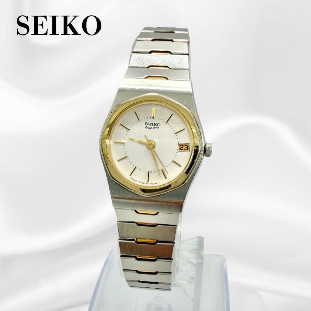 Used SEIKO Seiko Ladies Watch, Combination Color, Date, Octagon, Quartz, Working Condition