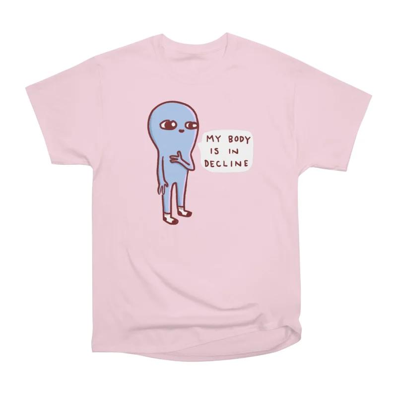 Men Casual Shirts Short Sleeves MY BODY IS IN DECLINE Tees Oversized T-shirts S розовый