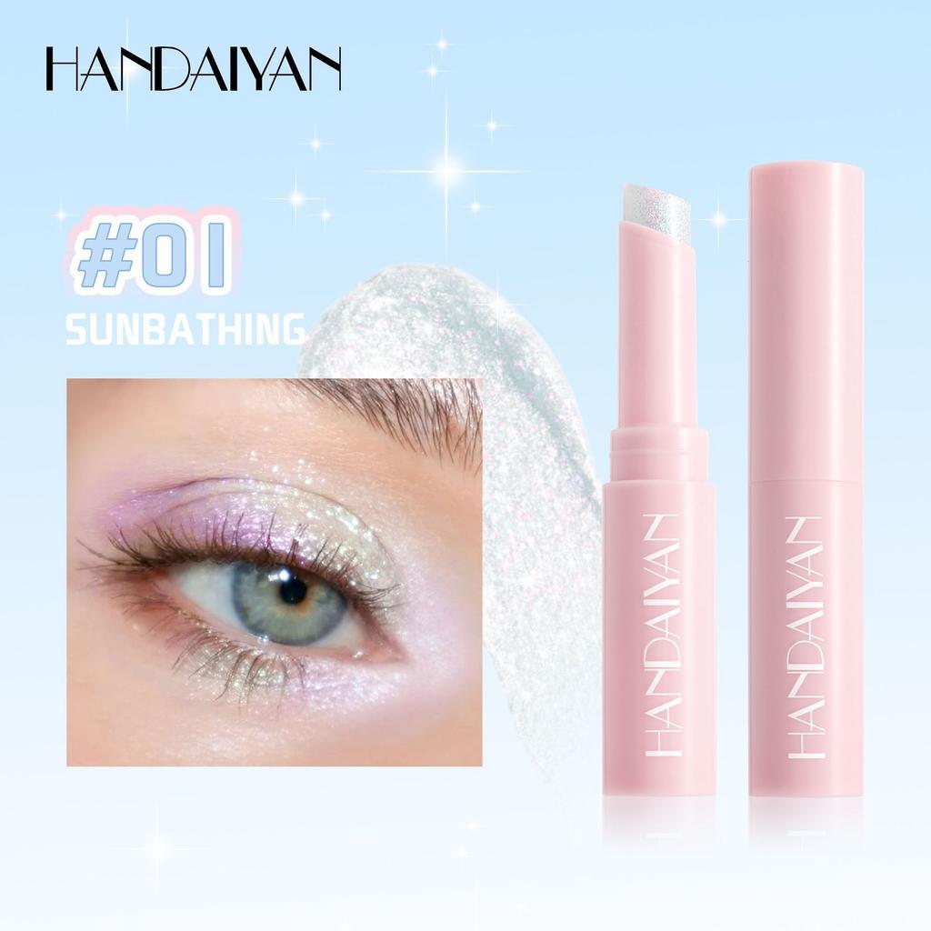 Potetmos Skinnende Øyenskygge Stift Jelly Highlighter Stift To-i-ett Fin Glitter Delikat 6-farget Skinnende Highlighter Stift Øyenskygge