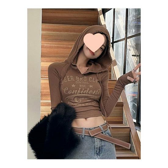 American Wasteland Style Y2K Women's Jazz Dance Hooded Knit Sweater