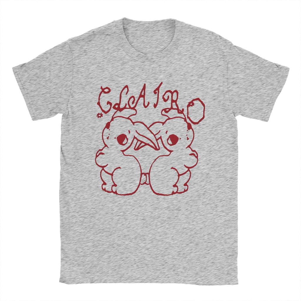 Clairo Charm Twin Bunnies Cartoon Drawing Red T-Shirt Couple  Pure Cotton T Shirts Summer O Neck Tees Cheap Oversized Clothes