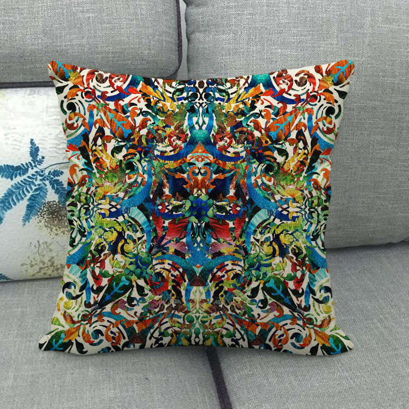 Bohemian Geometric Patterns Digital Printing Short Plush Pillow Covers For Car Sofa Office Cushion Cover Home Goods