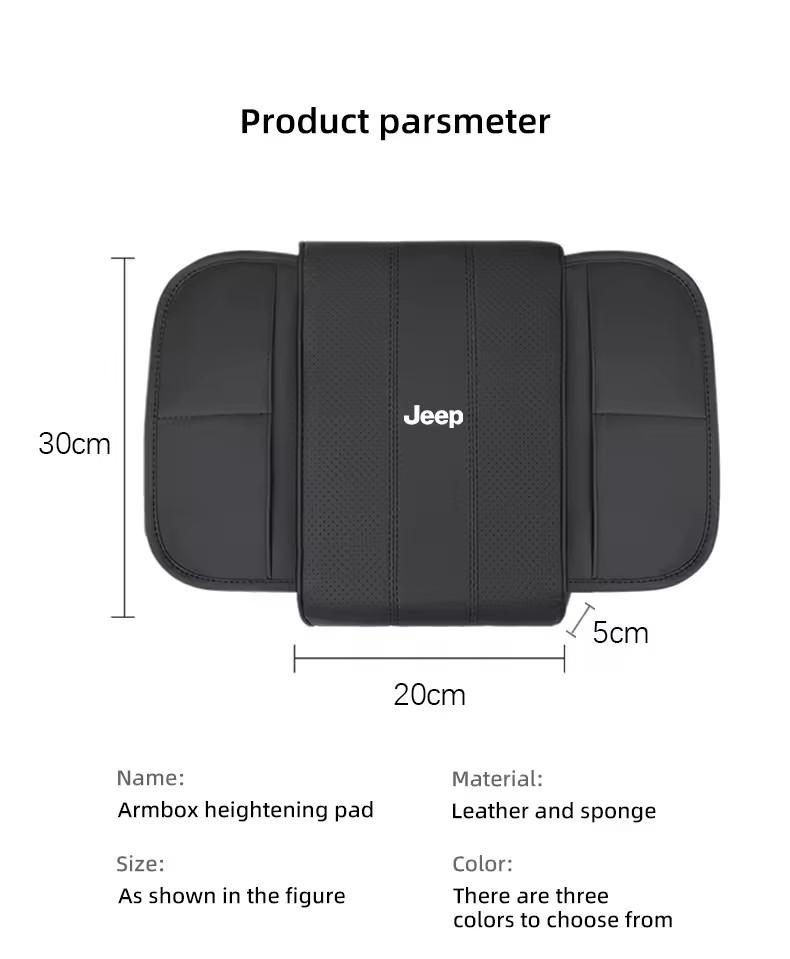 CYHHKS1 JEEP Car Leather Armrest Box Pad Memory Foam Armrest Mat For Jeep Grand Cherokee Wrangler JK Gladiator Compass Renegade Wagoneer