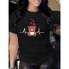 Teddy Bear Heartbeat Women's Tee - Cute Love Graphic, Casual Burgundy Top