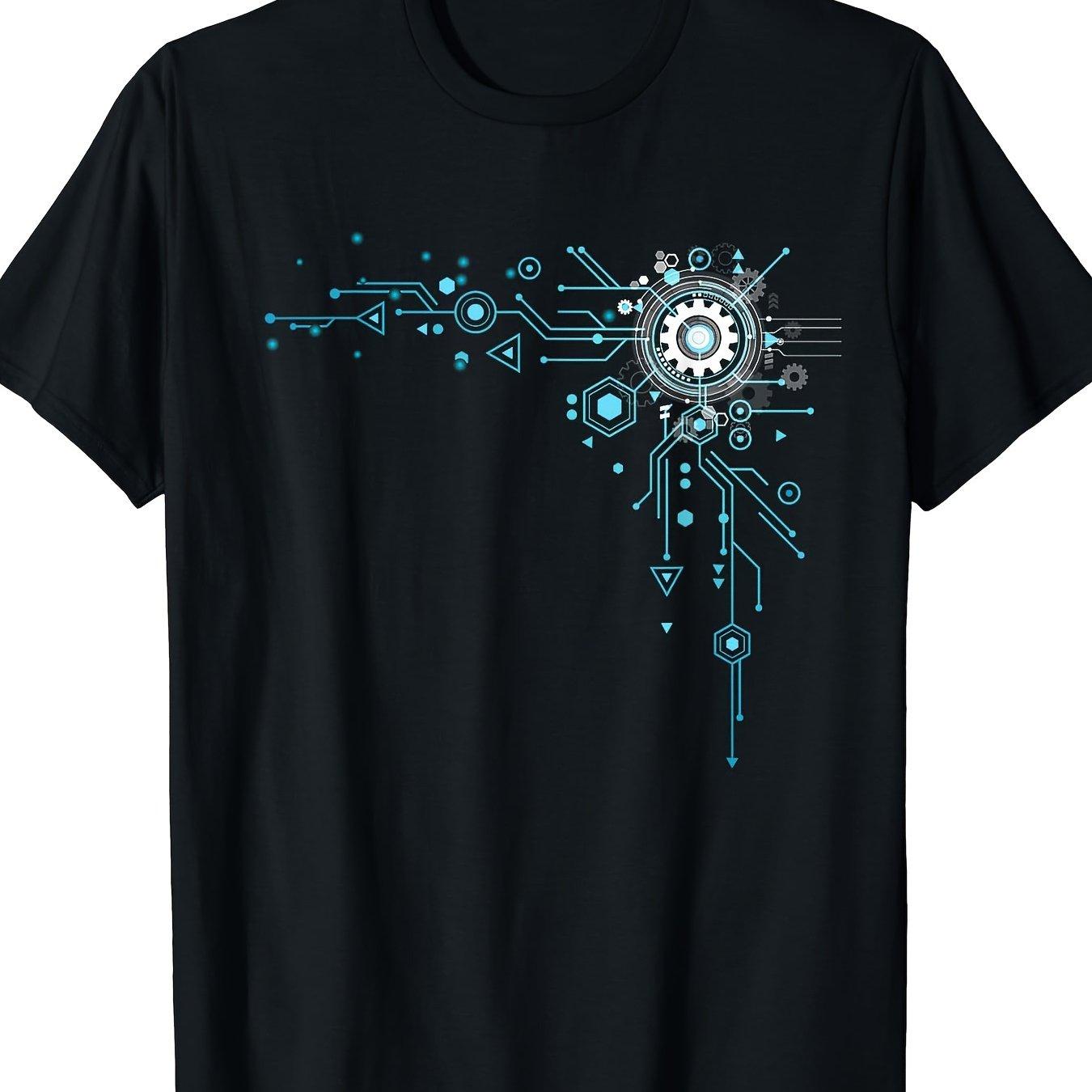 

Cyber Circuit Gear Graphic Tee Men Software Engineer Technology Casual TShirt 4XL