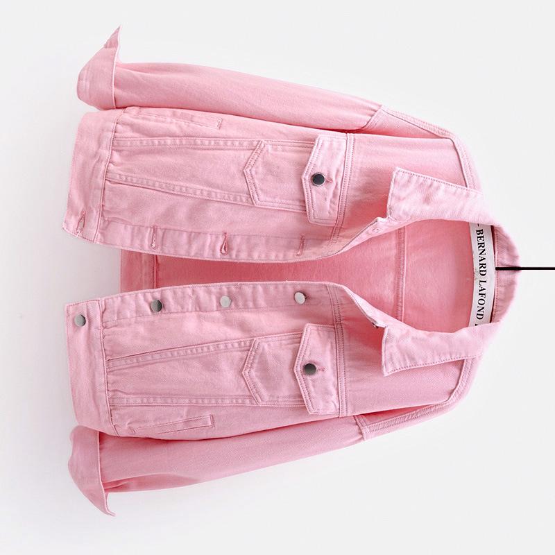 Damen Übergröße Koreanischer Stil Farbige Jeansjacke - Kurz, Lockere Passform, Langärmlig, Frühling & Herbst Kollektion
