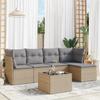 6-Cz. Garden Furniture Set With Cushions, Beige, Poly Rattan