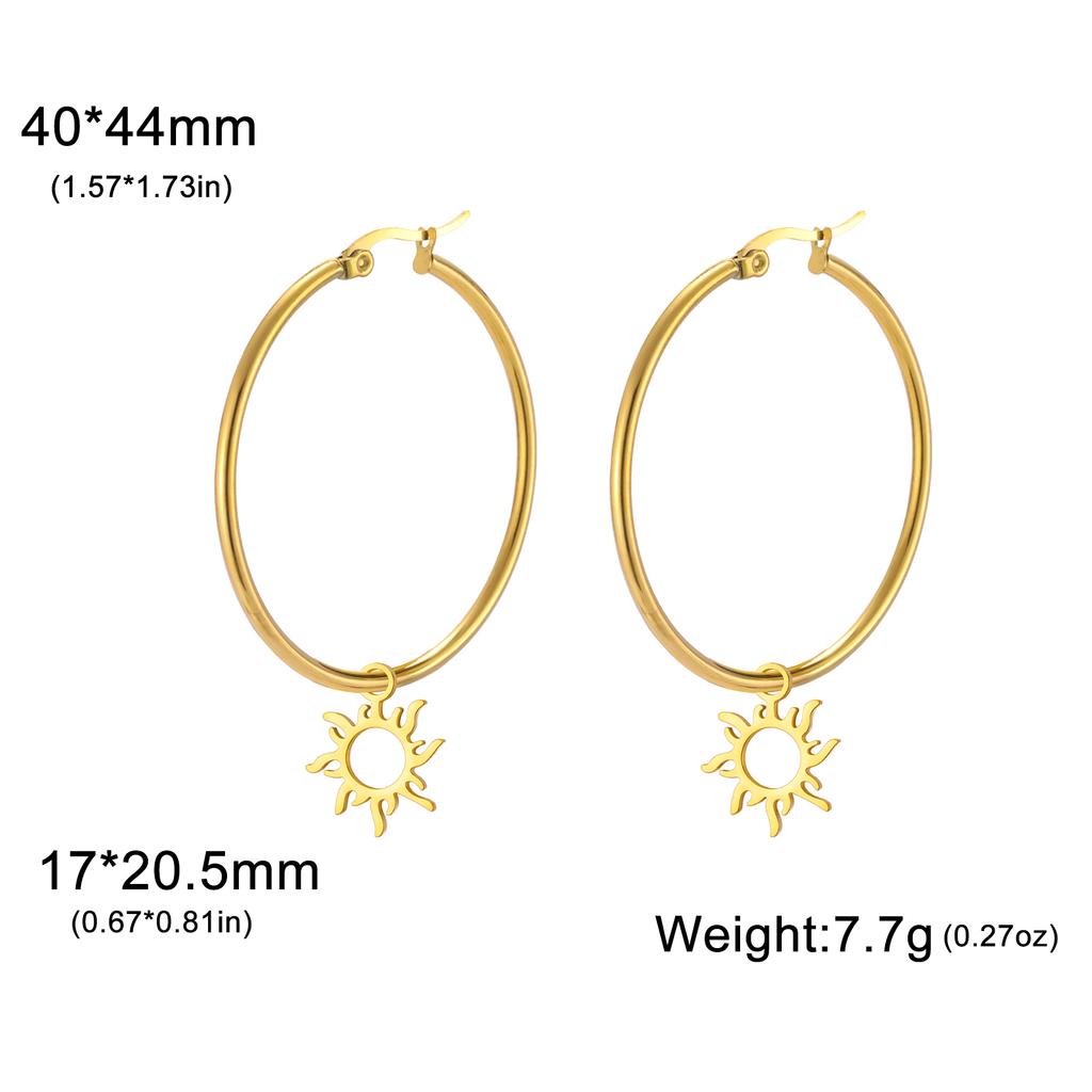 Teamer Trendige Große Creolen Stern Sonne Herz Blume Ahornblatt Edelstahl Ohrringe für Damen Mädchen Street Office Schmuck