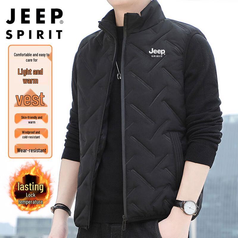 

JEEP SPIRIT Men s Autumn/Winter Thick Stand-Collar Vest XL