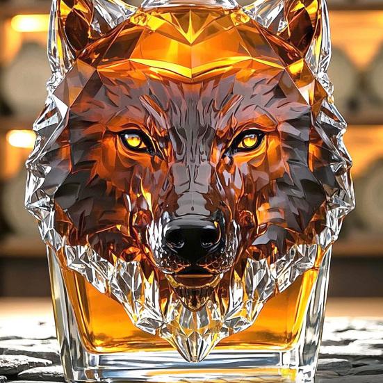 300ml Whiskey Bottle Decanter Wolf Head Shape High Borosilicate Glass Wine Bottle Leak-Proof Seal Whiskey Decanter