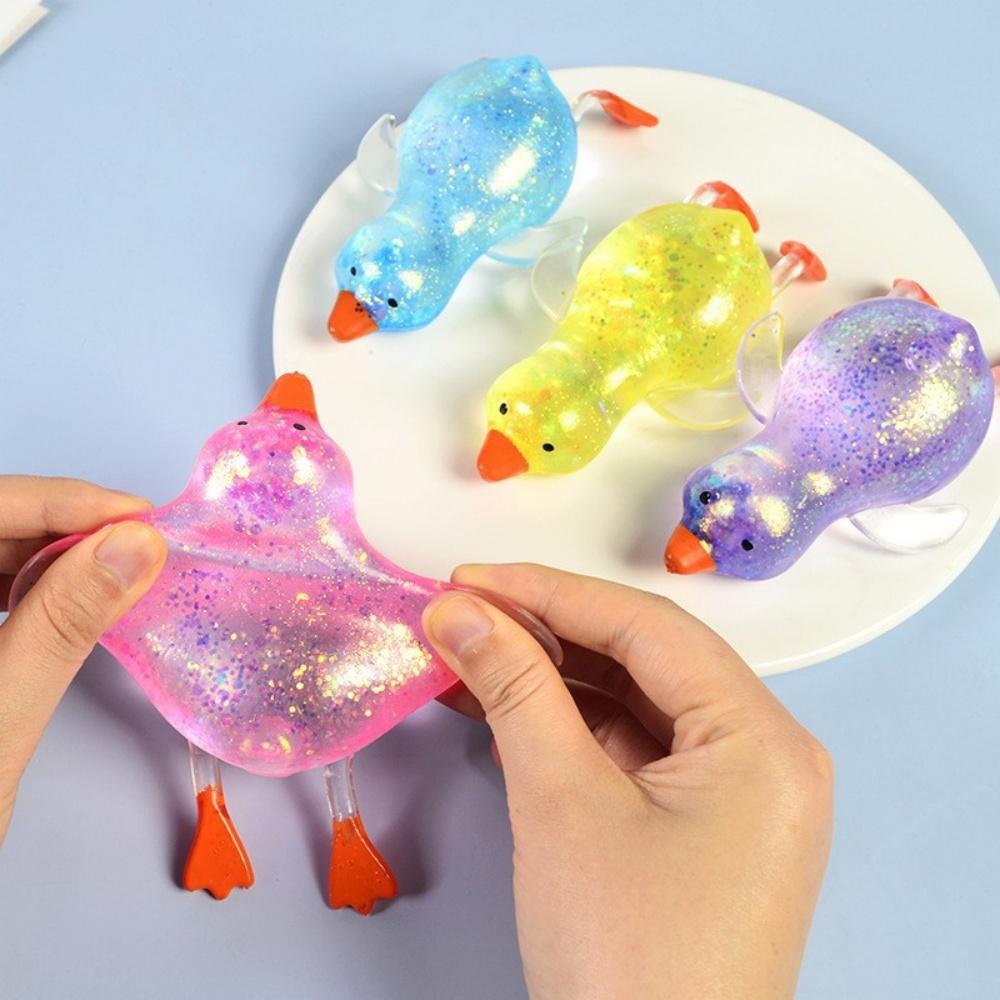 Squishy Glitter Duck Kids Fidget Toy Animal Sugar Stress Ball Stress Relief Sensory Toy Party Favors Easter Basket Stuffers