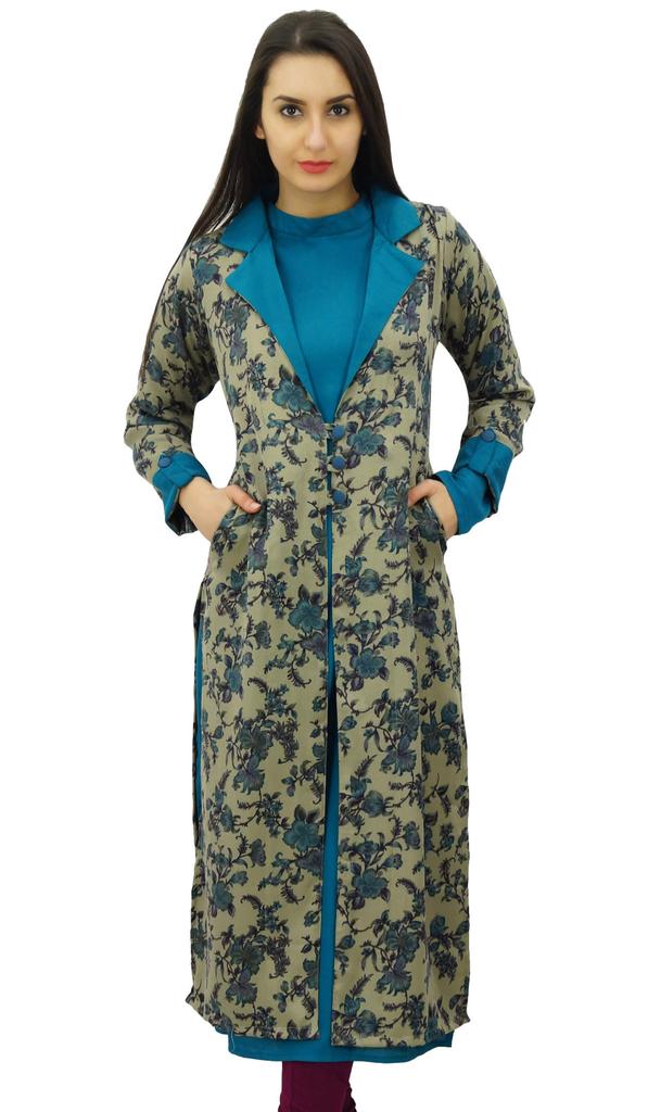 Bimba Women 2 Pcs Straight Ladies Kurta Kurti with Printed Jacket Winter