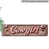 3.94 X 15.74 Inches Aluminum Decorative Sign - 2D Flat, 1pc Cowgirl Metal Sign - Retro Decoration with Floral Details, 4X16 Inch Rustic Farmhouse Bar