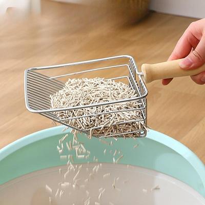 Cat Litter Scoop, Solid and Durable Kitty Metal Scooper, Stainless Steel Sifter with Handle, Included Stainless Steel Hook