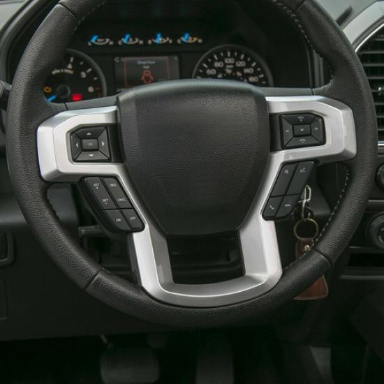 For F-150 Silver Steering Wheel Cover Trim for 15+Ford F150 F250 F350 Super Duty