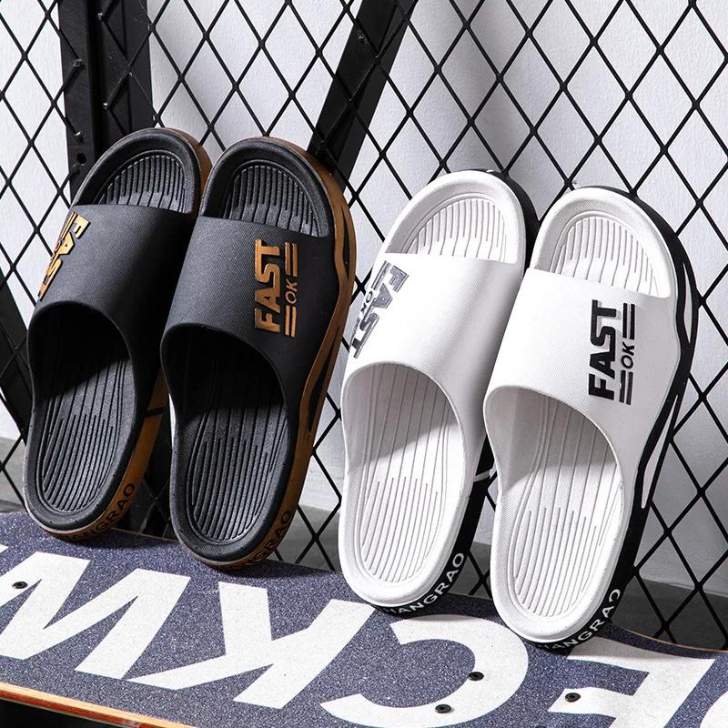 2026 New Men Slippers Fashion Soft Sole Men Flip Flops Outdoor Sporty Style Open Toe Sandals Man Home Bathroom Slippers Big Size