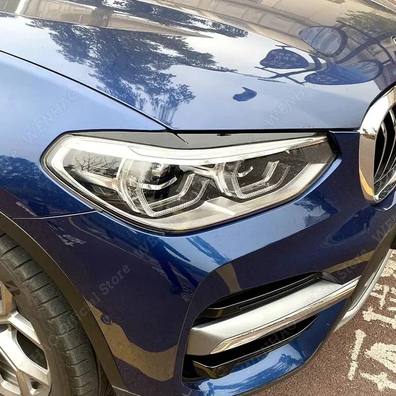2 Stück Glänzend Schwarze Scheinwerfer-Augenbrauen für BMW X4 X3 G01 G02 2018 2019 2020 2021 Auto Scheinwerfer-Augenlider Abdeckungen ABS Kunststoff Zubehör