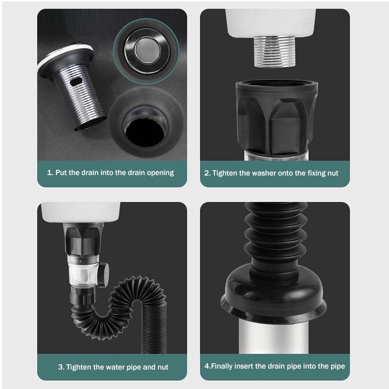 Universal Flip Stainless Steel Washbasin Washbasin Sink Wall Drainage Pipe Kitchen Bathroom Accessories Anti Odor Drainage Pipe