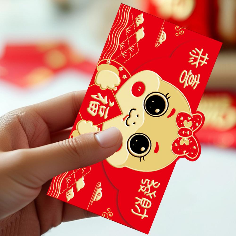6Pcs  Red Envelopes Chinese New Year Lucky Money Pockets Snake Red Envelopes 2025 Chinese Spring Festival Red Pocket Hong Bao