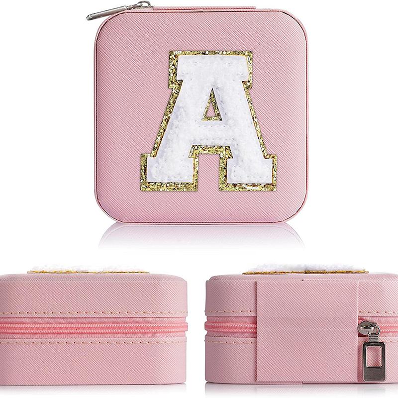 Knapp Oppbevaring Glidelås Juveler Organizer Container Box Bærbar smykkeboks Smykker Organizer Display Reise Smykkeskrin Esker