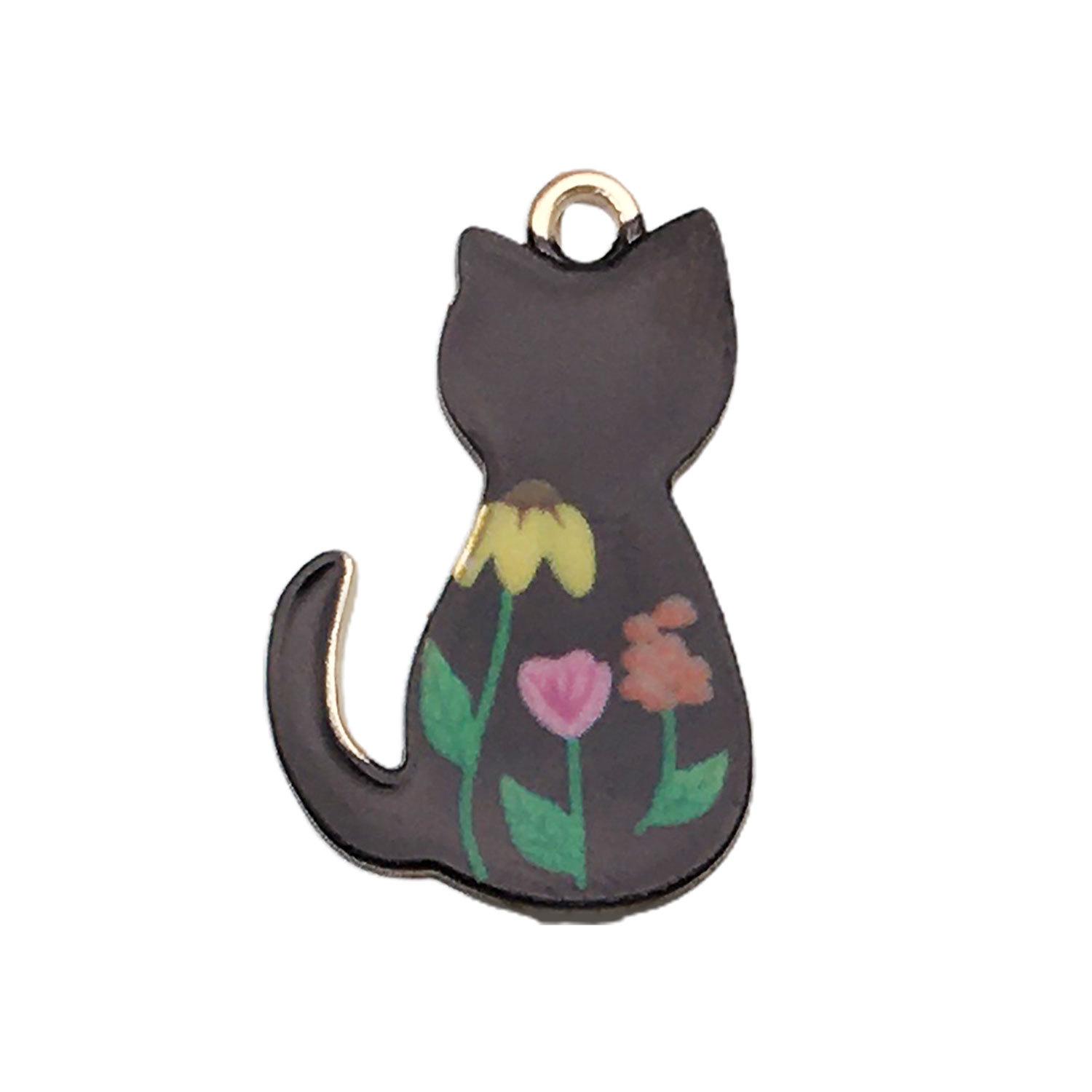

Cartoon Drip Oil Kitten Hollow Ring Jewelry Pendant Earring Keychain Accessory