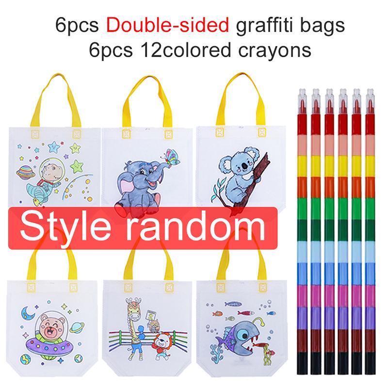 DIY Colored Graffiti Bags Crayons Painting Handbag Non-woven Children Drawing Toys Color Cognition Painting Material TMZ