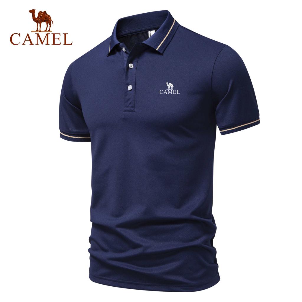 Camel 2025 Léto Nové Sport Neformální Golf Tričko s vyšívanou klopou Polokošile odvádějící vlhkost a odvod potu