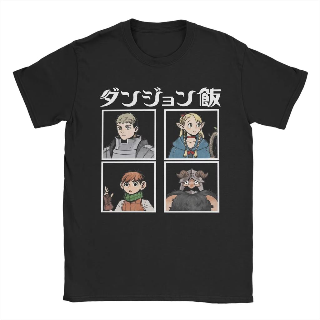 Delicious in Dungeon Anime T-Shirts Short Sleeve Vintage Tshirt Summer 100% Cotton Crewneck Oversized Top Tees Funny Clothes