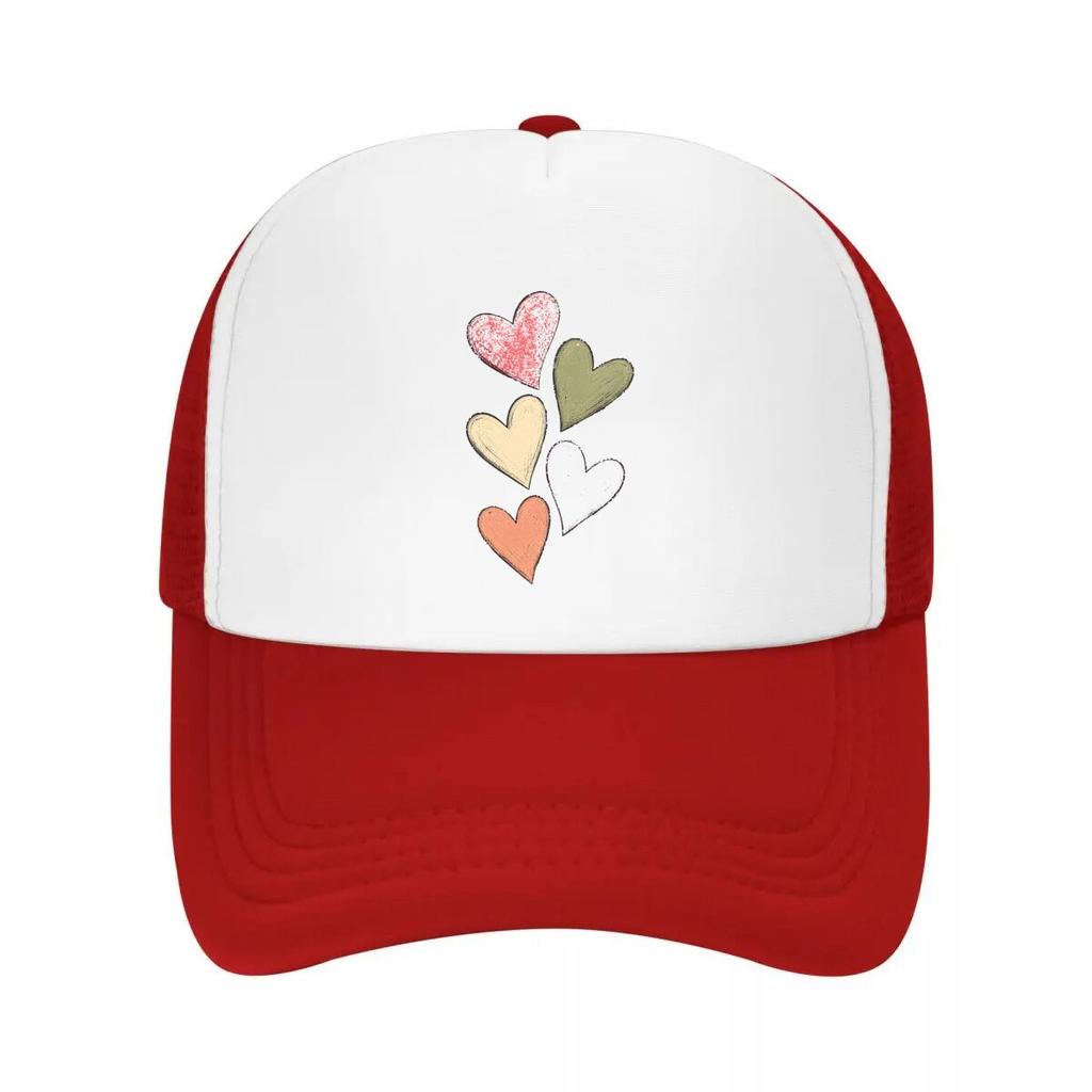 Pastel Sketch Hearts Vertical Love Mesh Baseball Cap Casual Hat Outdoor  For Womens Unisex FeUnisex