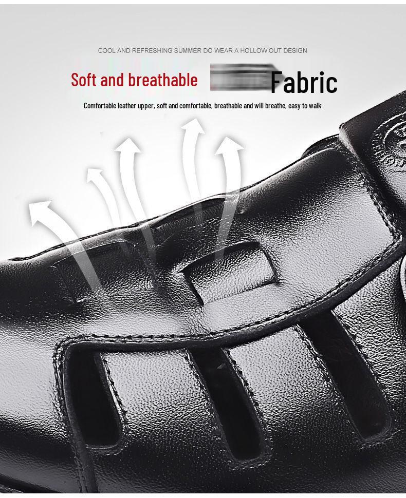 Men's 2025 Summer Closed-Toe Leather Sandals – Breathable, Hollowed Design, Perfect for Elderly Dads