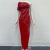 Elegant Handmade Beaded Off-the-Shoulder European & American Bandage Evening Dress