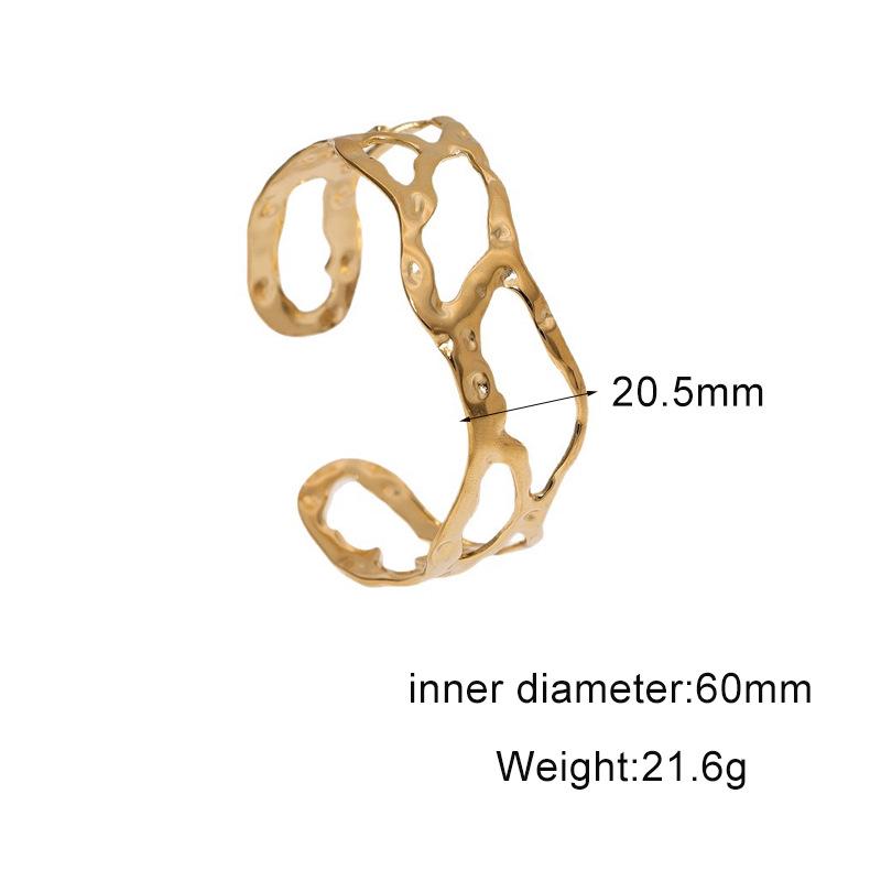 Stylish 18K Gold-Plated Hollow-Out Titanium Steel Bracelet - Non-Fading, High-Grade Open Design