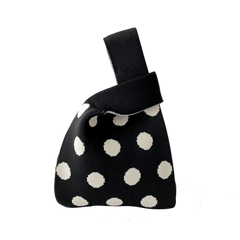 New Cross-Color Polka Dot Knit Shoulder Tote - Large Capacity Women's Handbag