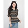 Women's Color Block Striped Knit Casual T-Shirt