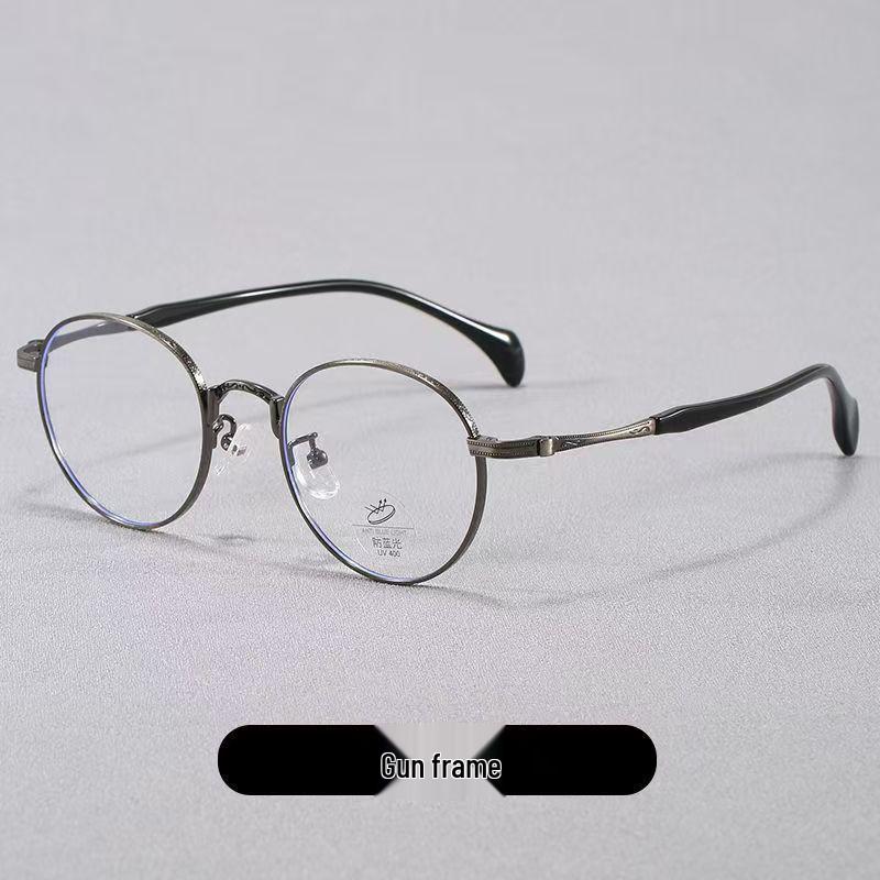 2026 Men s Artistic Japanese Retro Round Metal Glasses Frame with Engraved Floral Pattern