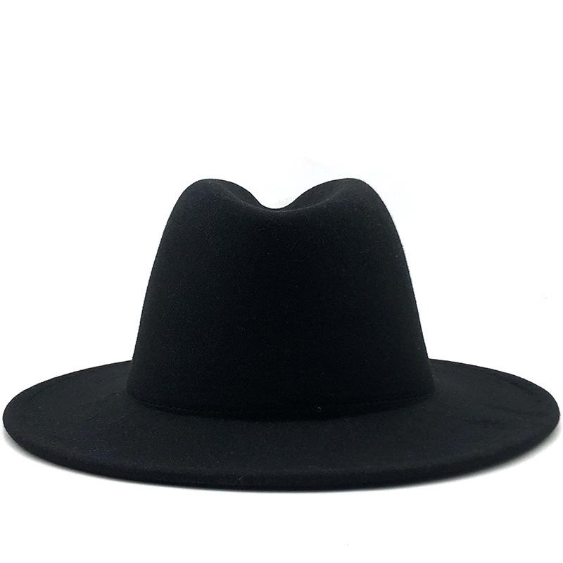 Woolen Top Hat European and American Fashion Black and Camel Color Matching Hat Women's Flat-brimmed Jazz Hat CM