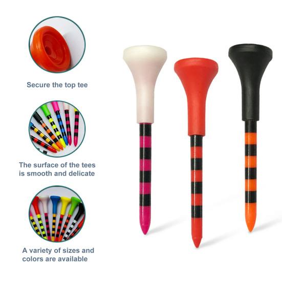 10Pcs Golf Ball Tee Striped Low-Resistance Tip Increase Flight Distance Stabilize Practice Training Golf Ball Holder Golf Training