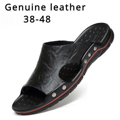 38-48 Summer Fashion Genuine Leather Men Slippers High Quality Anti-slip Boy Sandals Ultralight Beach Shoes Cool Comfort Casual