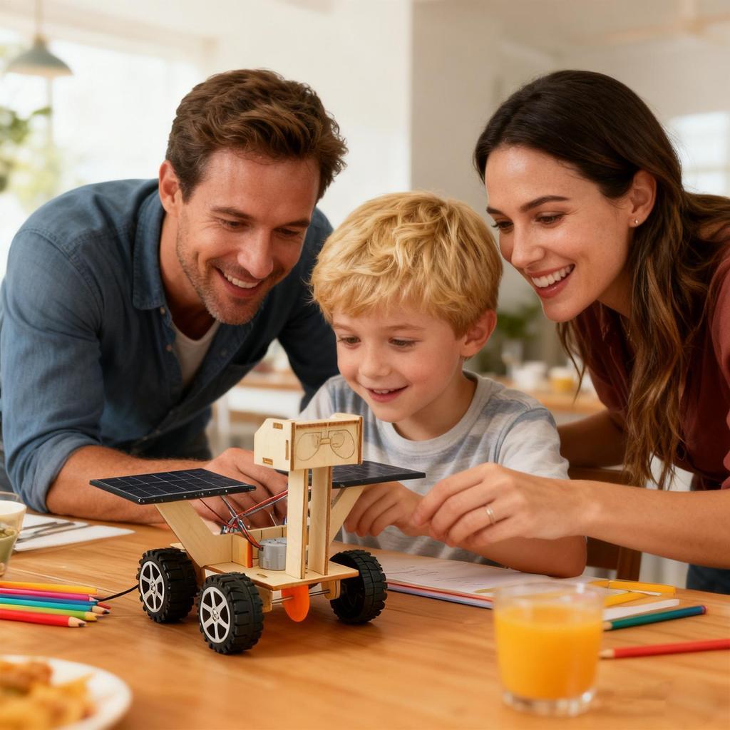 Słoneczny Łazik Księżycowy DIY Drewniana Puzzle 3D Dziecięca Ręcznie Składana Zabawka Edukacyjna STEM Trening Małej Motoryki