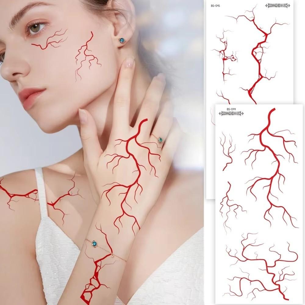 Crack Mark Temporary Tattoo Sticker Realistic Body Art Halloween Blood Vessels Tattoo Halloween
