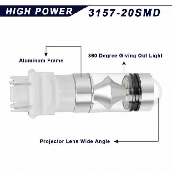 For Cadillac STS 2005-2011 2x 3157 LED Backup Reverse Light Bulbs 6000K White